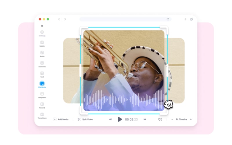 VEED interface showcasing audio visualization