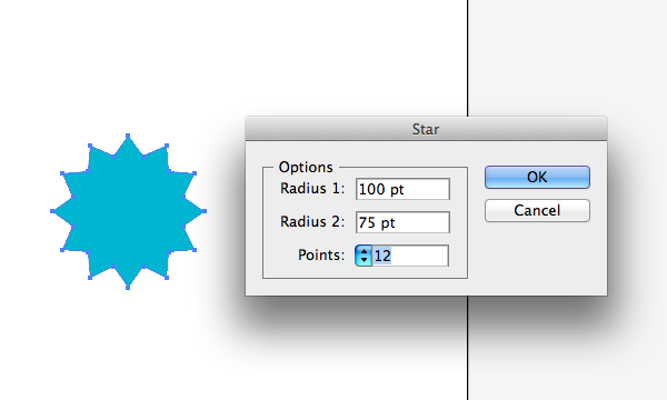 Star tool settings in Adobe Illustrator